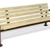 Ultra Site 6 Feet Park Bench, 8-Slat, 2 Inch X 4 Inch Planks, Inground, Redwood Stain