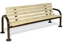 Ultra Site 6 Feet Park Bench, 8-Slat, 2 Inch X 4 Inch Planks, Surface Mount, Redwood Stain