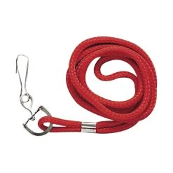 SICURIX® Baumgartens Standard Cord Lanyard With Steel Bulldog Clip, 35 Ft L, 1/4 In Band, Red, Pack Of 24
