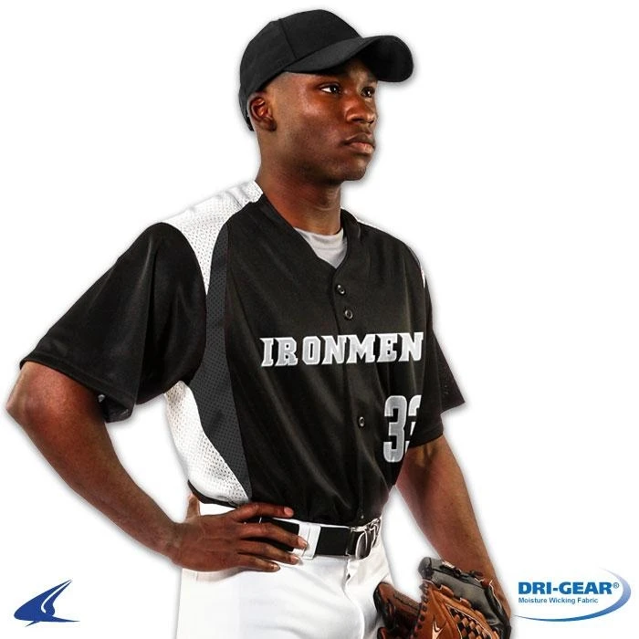 Champro Sports Bull Pen Full Button Jersey - Royal, White, Graphite - Adult 2xl