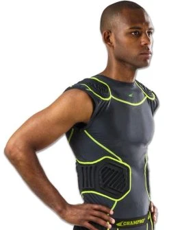 Champro Sports Bull Rush Compression Shirt - Charcoal, Black Inset - Adult 2xl