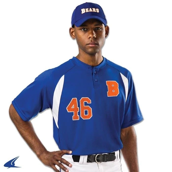 Champro Sports Two Button Placket Jersey - Orange, White - Adult L