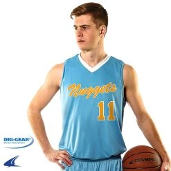 Champro Sports Clutch Z-Cloth, Dri-Gear Reversible Basketball Jersey - Royal, White - Adult 2xl