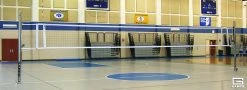 Gared Sports Libero Collegiate Aluminum Multi-Sport One-Court Volleyball System With Navy Blue Pad