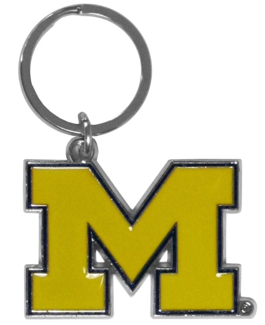 Siskiyou Michigan Wolverines Chrome Logo Cut Keychain