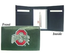 Caseys Distributing, Inc Ohio State Buckeyes Embroidered Leather Tri-Fold Wallet